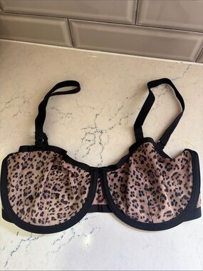 CUUP The Plunge Mesh Bra Sz 30F *NWOT* Animal Print